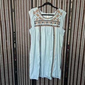 Embroidered Chambray Dress, L, Like new!